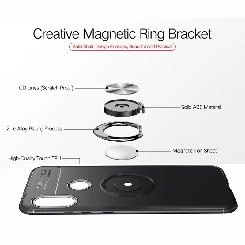 UPaitou Car Holder Case for Xiaomi Redmi 6 Pro Back Cover Ring Stand Magnetic Suction Bracket For 6Pro |