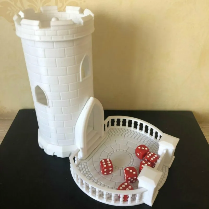 Белый Башня для игральных костей Подземелья и Драконы DND миниатюрная Строительная модельная фигурка из смолы комплект с лотком и замком винтовая лестница 3D печать - Цвет: Белый