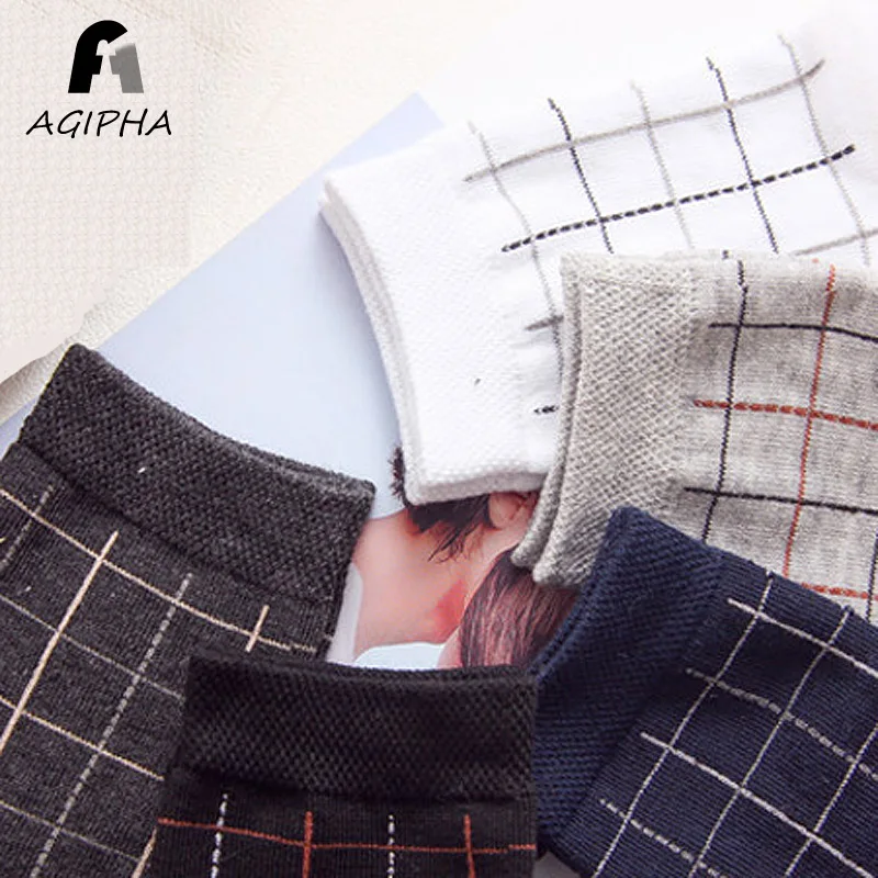 5 пар/партия хлопок Для мужчин носки Призма Клетчатый узор Стиль Повседневное