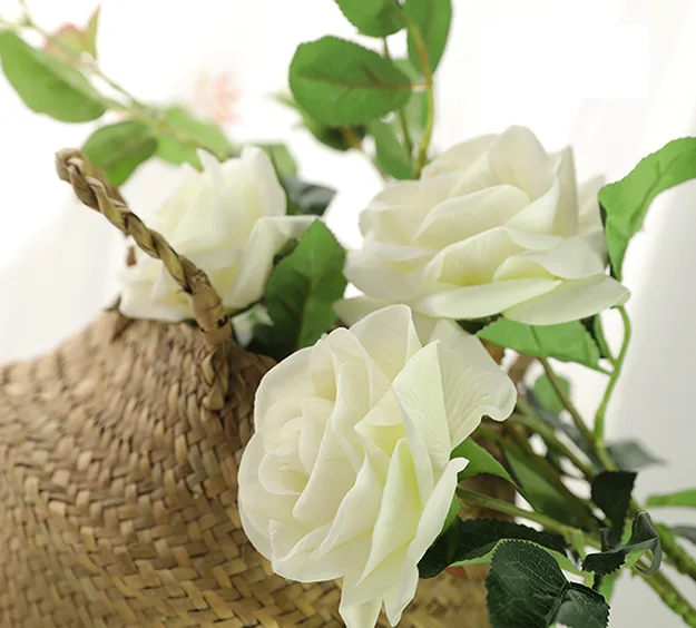 White CHENCHENG 93 см 3 головки Искусственные цветы розы Шелковый Искусственный цветок для свадебного стола вечерние украшения для дома осенний Декор - Цвет: White