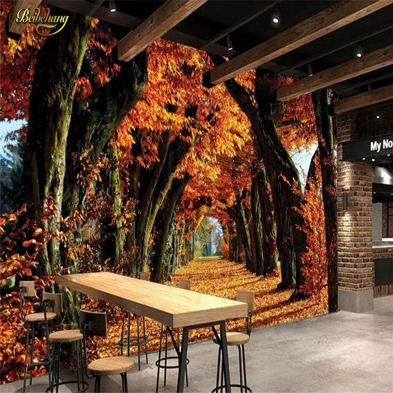 beibehang papel de parede Custom Photo Wallpaper Mural Wall Sticker Autumn Golden Sapphire Maple Leaf 3D TV | Обустройство дома