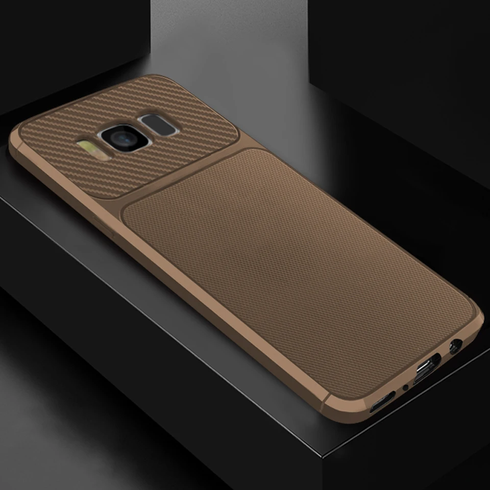 Для Samsung Galaxy S8 плюс броня случае ТПУ углеродного волокна мягкая задняя S9 S10 S10E A6 A7 A8