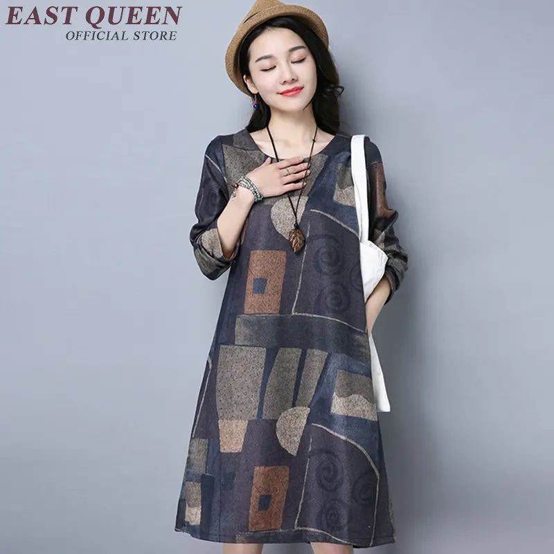 Женские Китайские Восточные платья летние с цветочным принтом винтажные