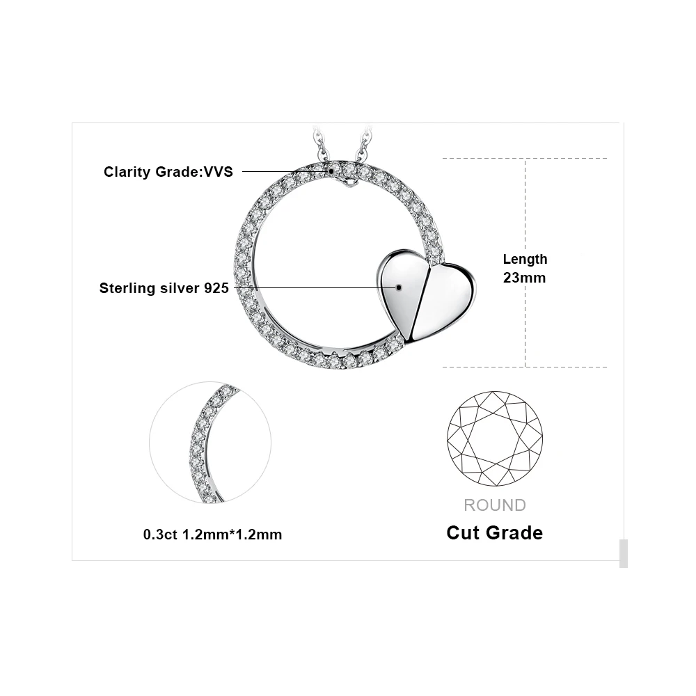 JewelryPalace Forever Love 0.3ct кубического циркония кулон сердце 100% 925 пробы silve модные