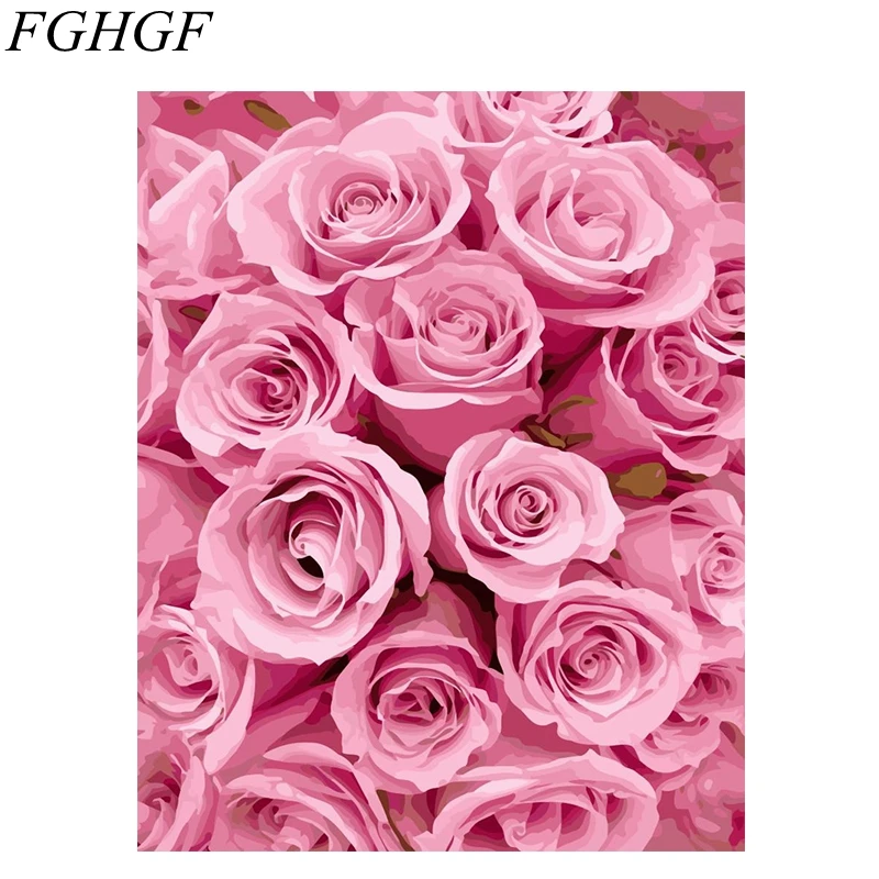 

FGHGF выполненные цифровой фотографии картина маслом декоративной живописи по номерам розового цвета с цветочным узором
