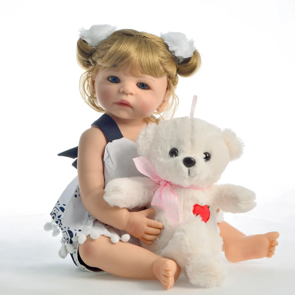 

23" Full Body Silicone Reborn Lifelike Baby princess doll 57cm bebe modeling bathe girl reborn bonecas kids gift doll toys