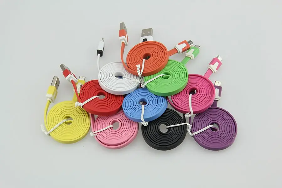 300 шт./лот 1 м 2 м 3 м Плоский Цветной USB микро кабель для htc& samsung Galaxy S7 S6 S5& Nokia& LG& sony дешевая цена