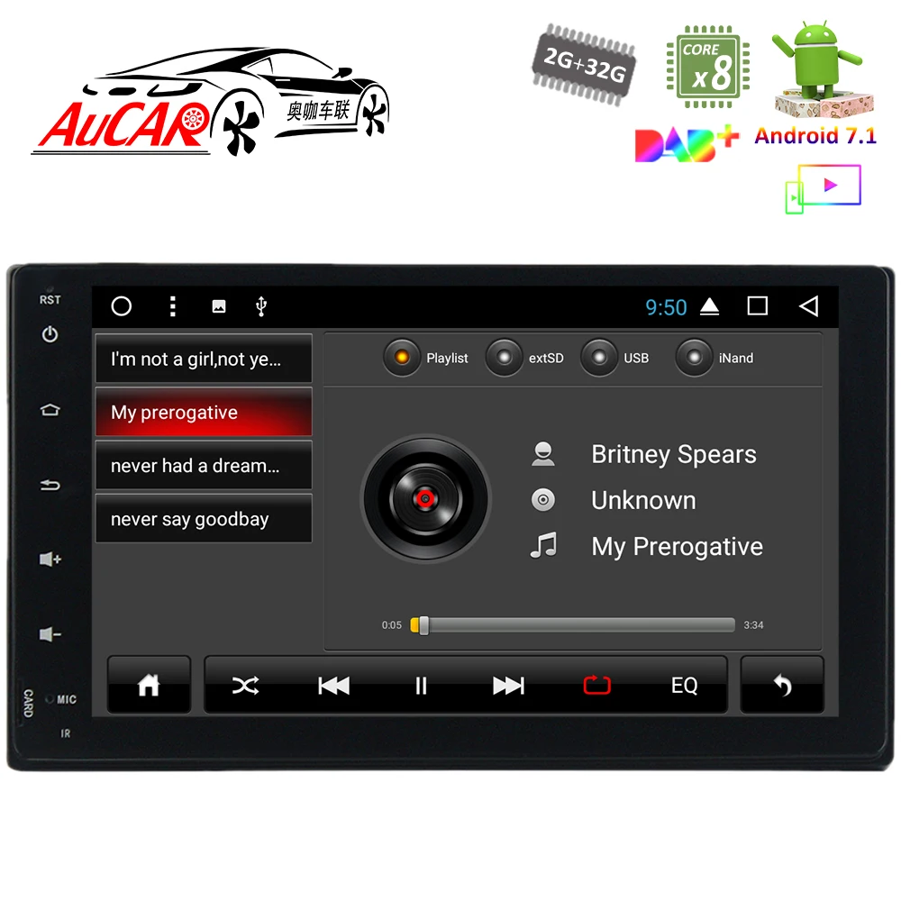 Автомобильный DVD плеер с 9 "сенсорным экраном Android 8 1 GPS для Toyota Fortuner 2016 2017 2018 HD