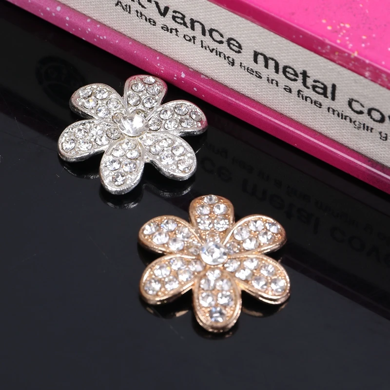 

2015New 50Pcs Six-leaf flower Rhinestone Buttons Embellishment button DIY accessories LP52
