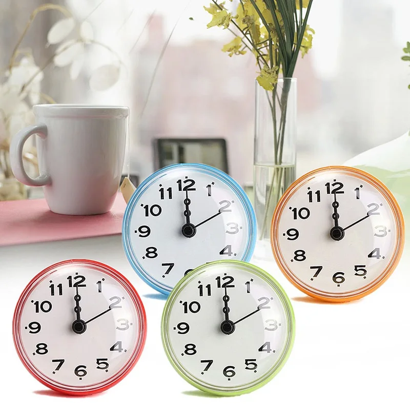 

NEW!!!Bathroom Kitchen Waterproof Shower Wall mini Clock Watch Suction Cup Battery Operated Living Room Modern Fashion Design