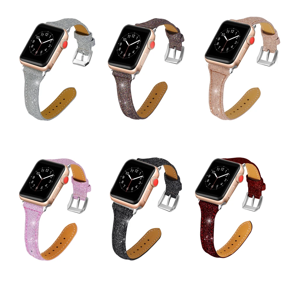 Тонкий кожаный ремешок для Apple watch band 40 мм 44 браслет из воловьей кожи iWatch 38 42 series 3 4 5