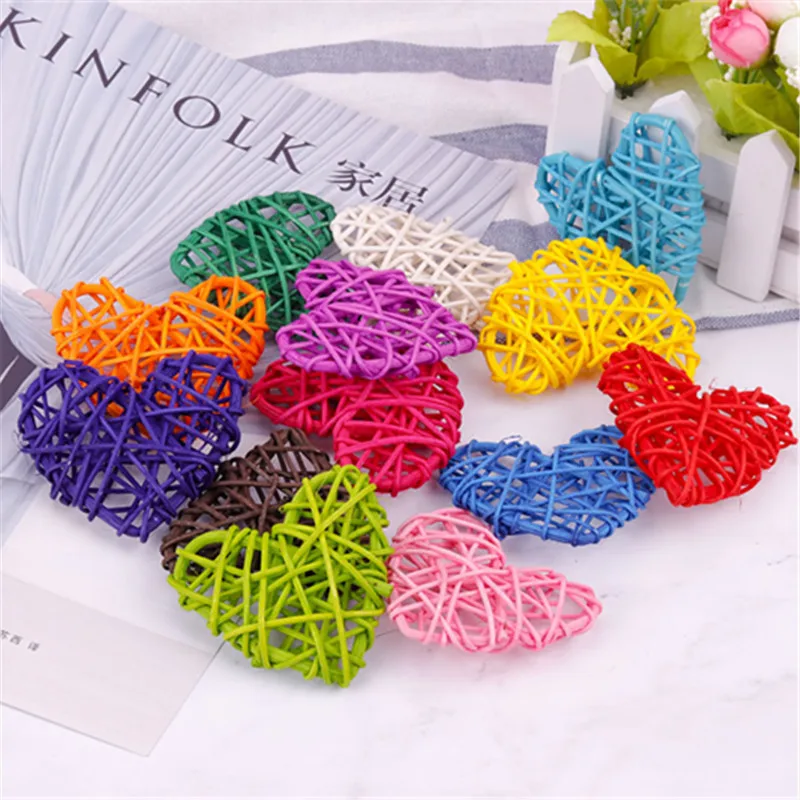 5 шт./лот красочные деревянные ротанга в форме сердца сепактакрау DIY шарик ручной