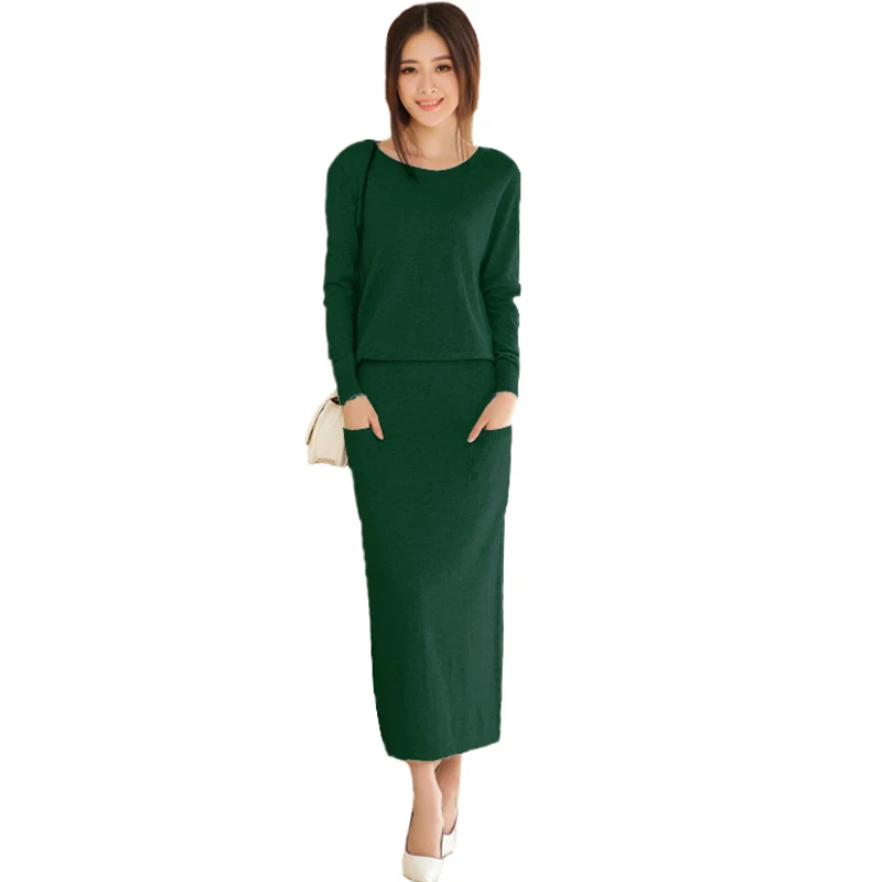 Кашемировый свитер платье для осени и зимы длина до пола вязаный кашемировый
