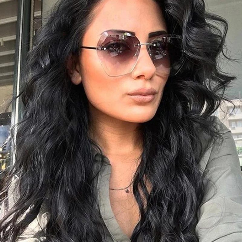 RunBird классические негабаритные женские солнцезащитные очки без оправы модные