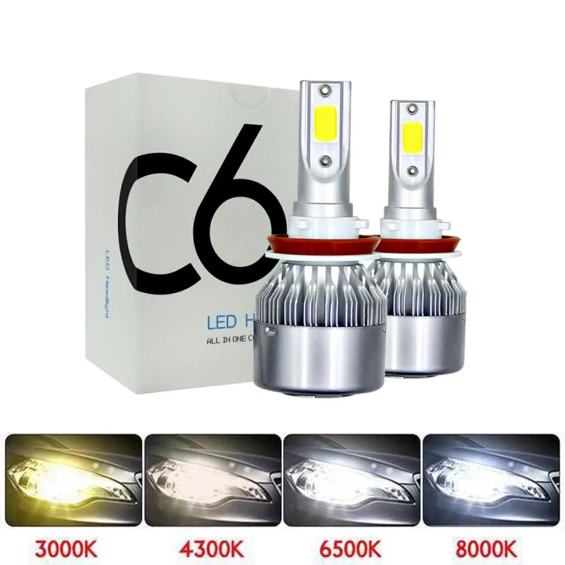 

2Pcs H7 LED Turbo H4 Car Headlight Bulb COB H11/H8/H9 H1 H3 9005/HB3 9006/HB4 Hir2 H27 8000LM 6500K 12V 24V Auto Voiture