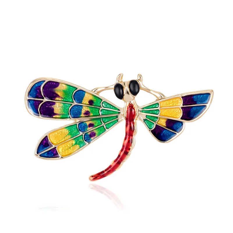 Женская Брошь в виде стрекозы Золотая брошь с синей эмалью 1 шт.|brooches for women|gold