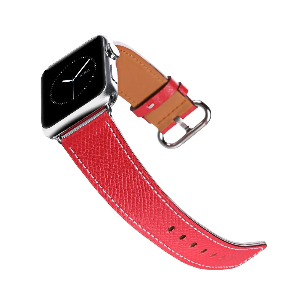 Red with tan IStrap ремешок для часов аpple для Sport Edition серии 4 3 2, высокое качество телячьей кожи ремешок Apple Watch 38 мм/42 мм 40 мм/44 мм - Цвет ремешка: Red with tan