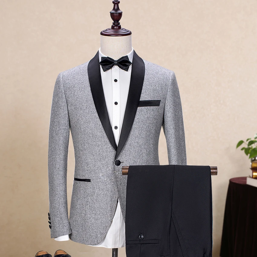 Костюм для жениха твидовый на заказ смокинг с лацканами 2 шт.|jacket pants|men suit groomhomecoming