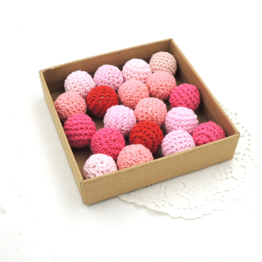 red tone 10pcs 10 шт Детские DIY деревянные бусы для вязания крючком, 31 цвет, прорезыватель ручной работы из бисера, хлопчатобумажная пряжа, вязаные бусины diy, экологичные EA228b - Цвет: red tone 10pcs