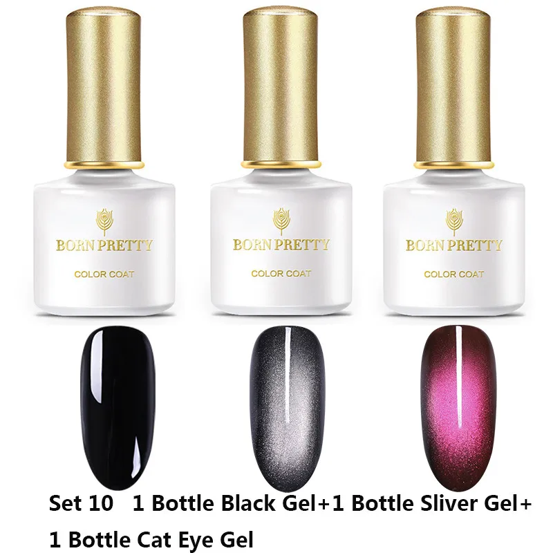 Set 10 BORN PRETTY 6 мл Гель-лак для ногтей магнитный эффект кошачьих глаз УФ-гель гламурный Хамелеон Гель-лак замачиваемый УФ светодиодный лак - Цвет: Set 10