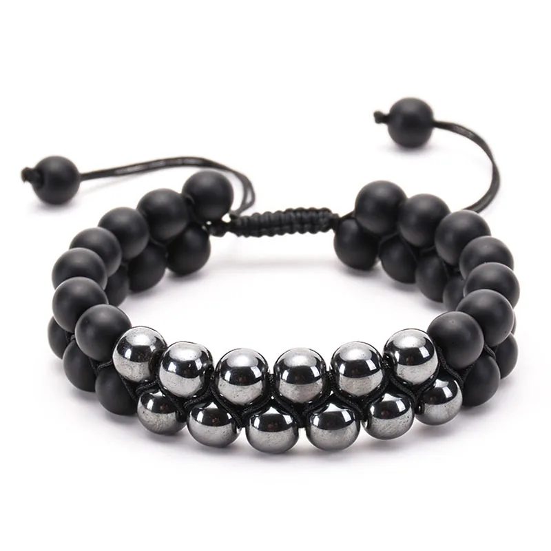 Hematite Буддизм Исцеление макраме духовные браслеты Для мужчин Для женщин целитель рейки 7 Чакра браслет натуральный камень Йога Jewelry DY-01 - Окраска металла: Hematite