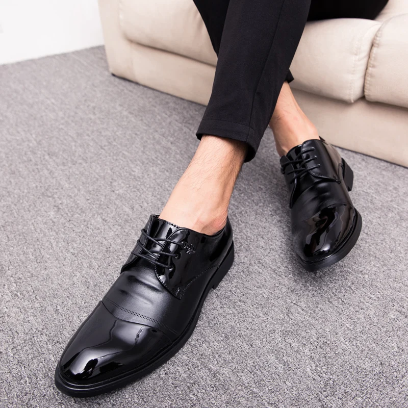 

Lace-Up Men business Dress shoes Fashion oxfords Shoes outdoor breathable Male Flats social driving Casual leather shoes L4