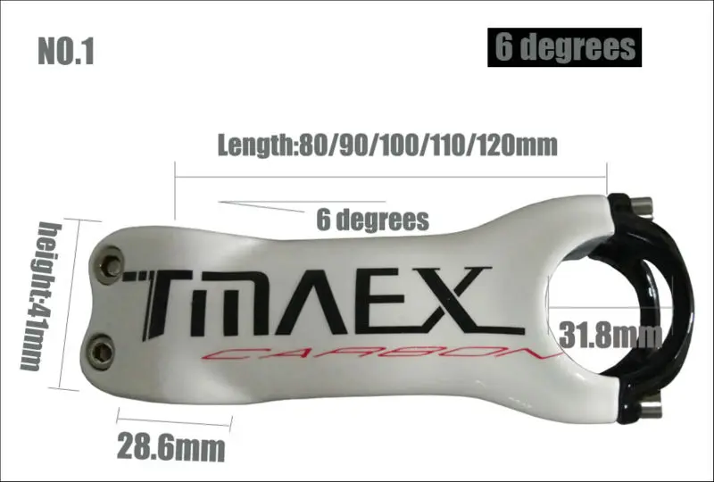 TMAEX-белый карбоновый держатель стержень для дорожного велосипеда угол 6/17 белый велосипеды детали для велосипеда велосипедная стойка для велосипеда 28,6*80/90/100/110/120 мм