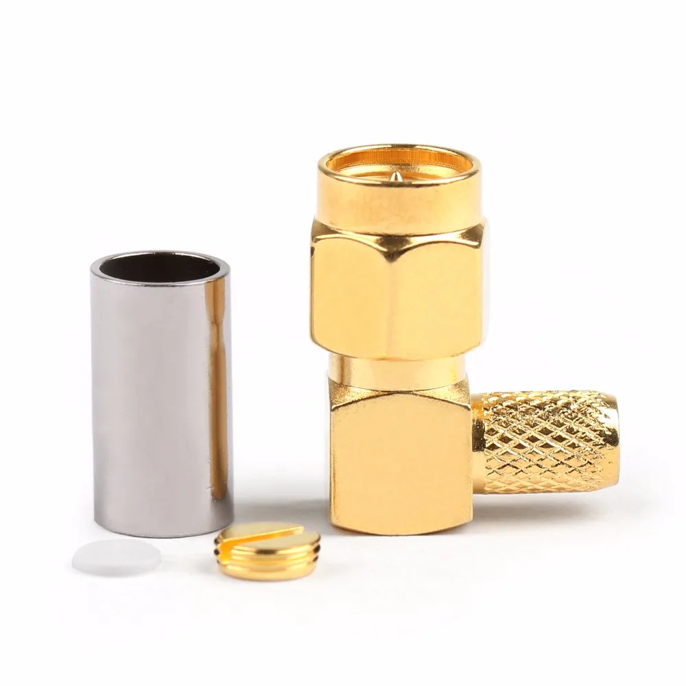 Areyourshop SMA штекер прямоугольный штырь обжимной для RG58 RG142 RG400 LMR195 кабель RF 10 шт.