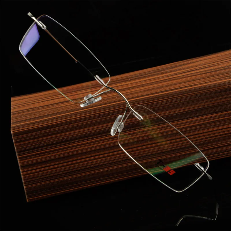 

Super light frames rimless eyeglasses mens eyewear prescription pure titanium alloy frame B female myopia glasses
