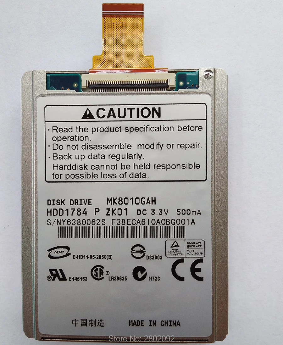 

new MK8010gah 1.8-inch Hard disk and hard disk cable interface ce ZIF 80Gb used by ipod video 5.5th