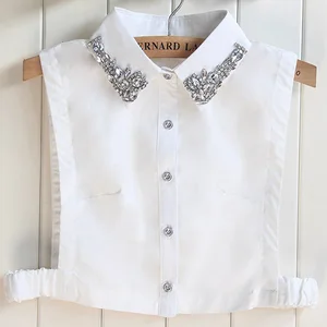 Новинка 2017, Женская хлопковая рубашка с имитацией бусин ручной работы, зимняя измельченная Женская полуэкономная Съемная Имитация кристаллов со стразами