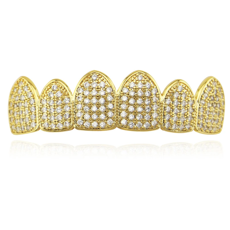 Gold D TOP Хип-хоп ЗУБЫ Grillz набор золото серебро Топ и Bootom Groll Зубы вампира Панк зубы грили Косплей зубы колпачок Хэллоуин ювелирные изделия R40 - Окраска металла: Gold D TOP