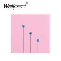 best 110v250v pink 3 gangs 1 way waterproof led touch light switches wall switch touch wallpad free oem switch