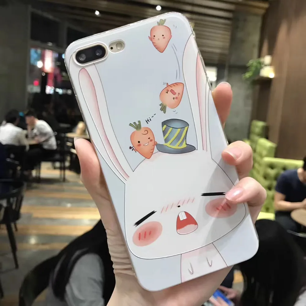 For Apple iPhone 6 6s 7 plus Case Creative Cartoon rabbit pig Soft silicone Ultra thin Phone cover back Capa | Мобильные телефоны и
