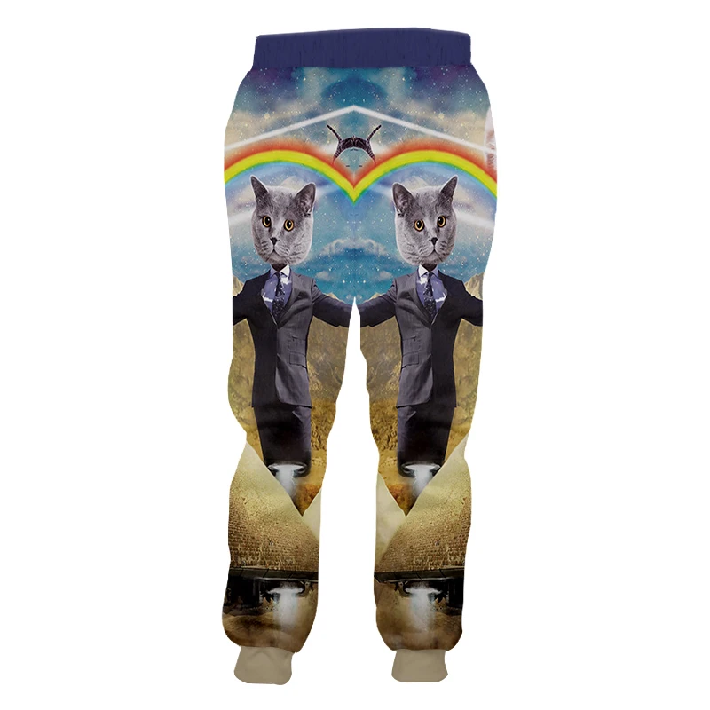 OGKB Jogger Брюки мужские горячие полной длины животных 3D пот брюки Печать Джентльмен кошка Радуга повседневные негабаритных зима пот брюки