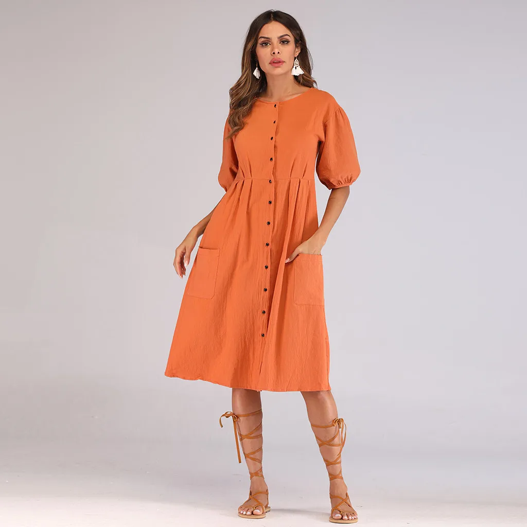 Vetement femme 2019 vestido модное женское платье с коротким рукавом круглым вырезом