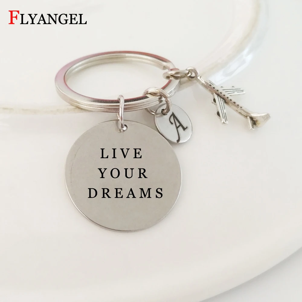 Live Your Dreams брелок с заказной кулон &quotинициалы&quot бирки автомобильный мешок для