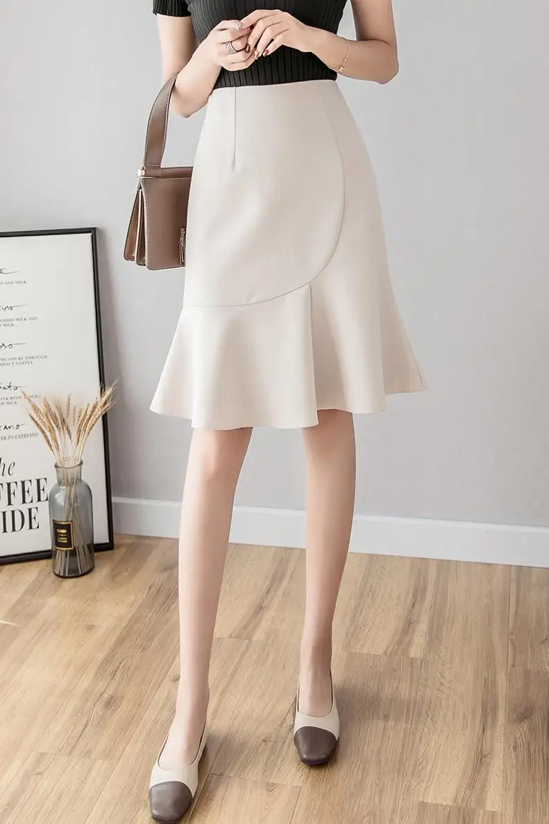 Элегантная сплошная уплотнительная Воронка хип офисная Дамская мода уличная до