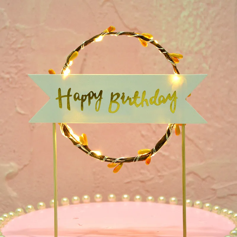 Цветок LED кексы торт Toppers Baby Shower для девочки Топпер торта С Днем Рождения
