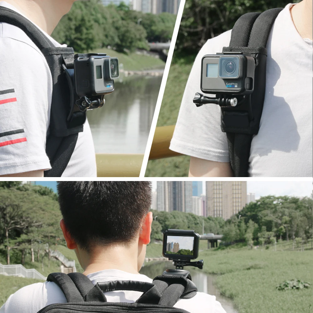 Крепление на рюкзак для спортивной камеры Gopro вращение 360 градусов Xiaomi Yi