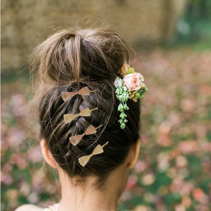 Женские заколки для волос с бантом золотистые аксессуары укладки 2019|Шпильки и