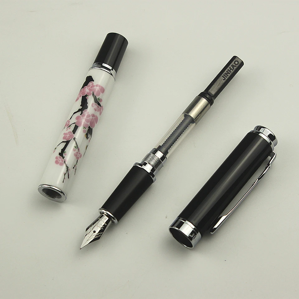 Jinhao 8802 Роскошная авторучка/Шариковые ручки 0,7 мм Металл+ керамика слива цветок синие и черные чернила для Бизнес офиса подарочная ручка