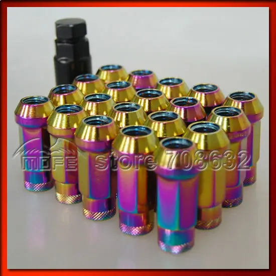 Оригинальный логотип 20 шт. Neo Chrome 48 мм стальные Гоночные Колесные гайки для Toyota Ford