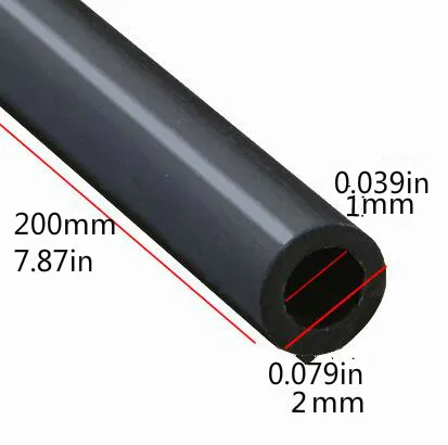2x1mm 4 шт 200 мм модель самолета фиксированная трубка архитектурная модель изготовление углеродного волокна материал модель круглая трубка черные палочки - Цвет: 2x1mm