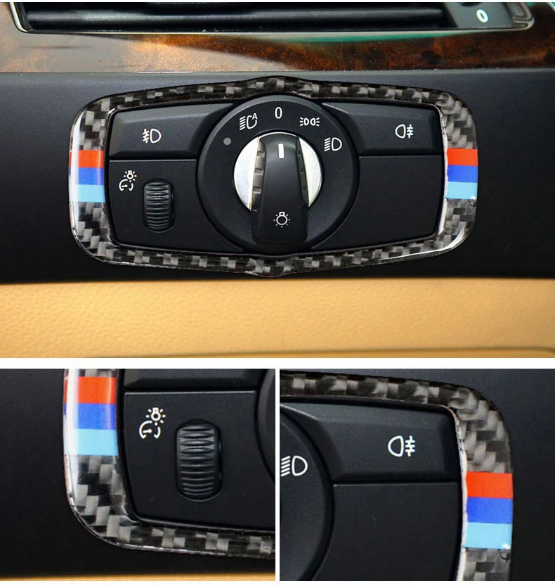 Для BMW E70 E71 интерьер из углеродного волокна переключатель фар кнопки рамка Крышка