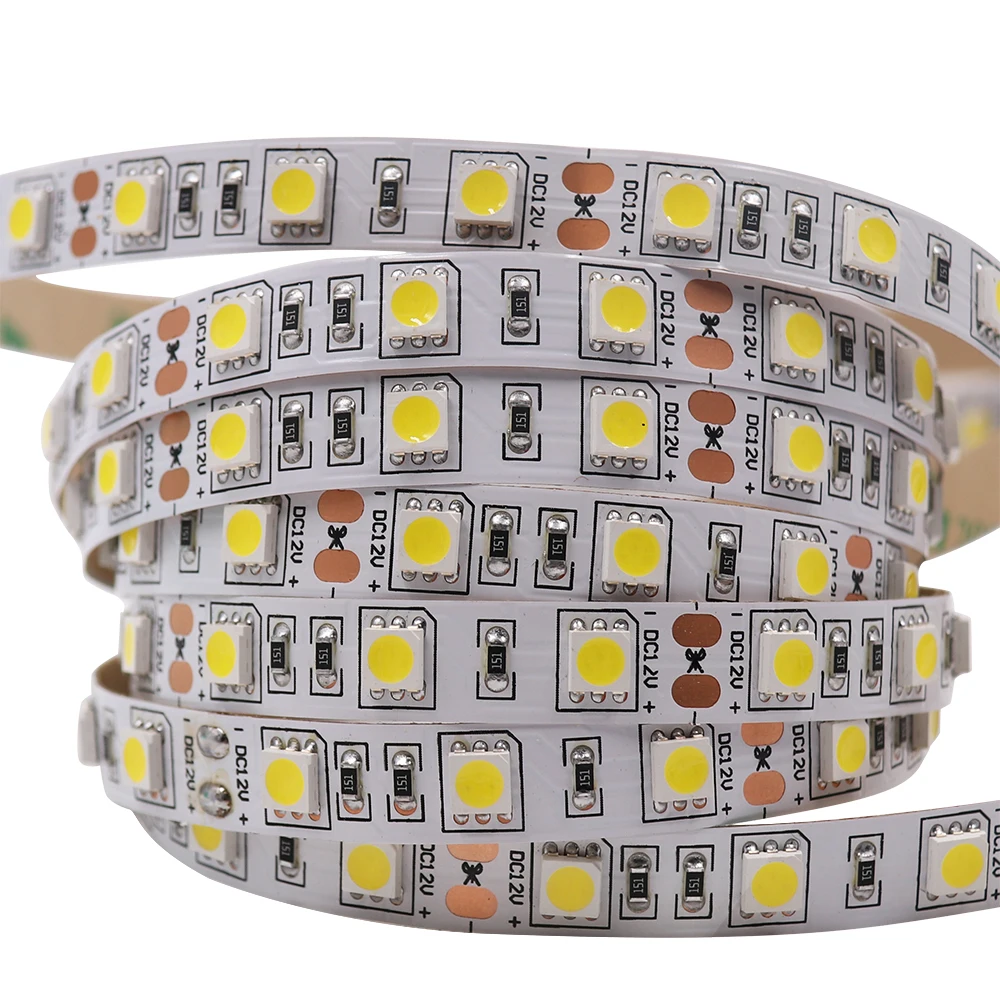 Epistar светодиодный чип 5050 светодиодный лента натуральный белый/теплый белый/RGB DC12V 60 светодиодный s/m 5 м гибкий светодиодный светильник светодиодный лента лампа высокой яркости