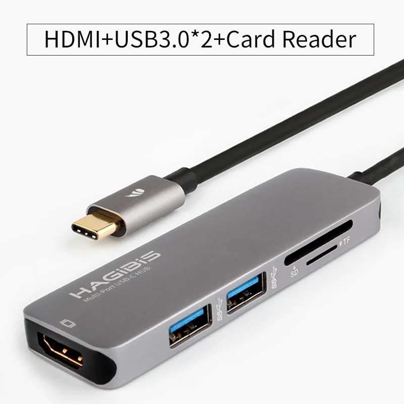 Card reader type Hagibis Тип type-C USB 3,1 мульти Порты и разъёмы адаптер USB-C к HDMI 4K HD USB 3,0 концентратор 2-Порты и разъёмы SD Card Reader конвертер кабель для Macbook - Цвет: Card reader type