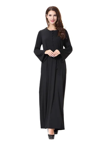 Модное женское мусульманское платье с круглым вырезом и длинным рукавом в стиле пэчворк, Ropa Arabe Mujer, турецкий Дубай, абайя, черное исламское хиджаб платье, CN-066