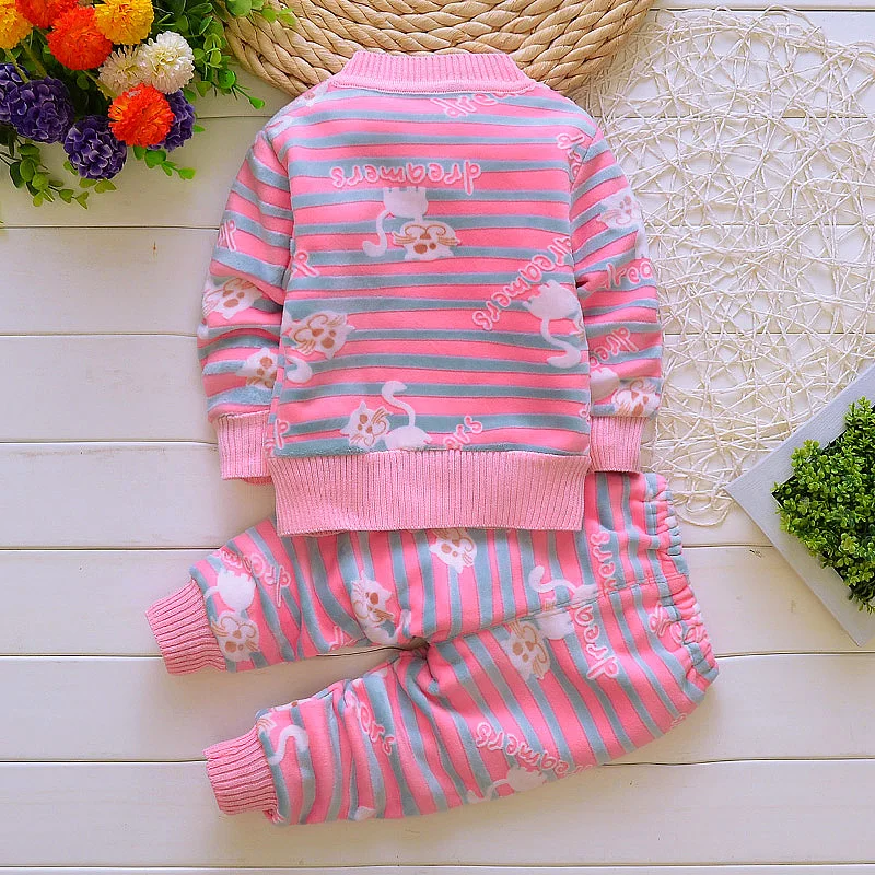 Детский мягкий флисовый спортивный костюм BibiCola теплая бархатная одежда с