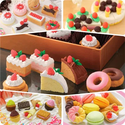 Kawaii милый ластик для детей новинка подарочные изделия Торт Печенье; продукты питания ластик набор